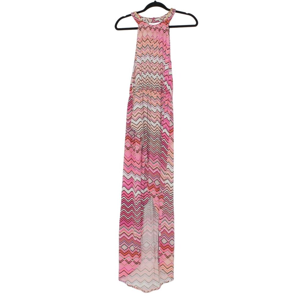Jennifer Lopez Pink Multi Chevron Maxi Dress